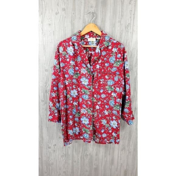 Vintage Cottagecore Pajama Set Red Floral Victoria Secret Cabincore - Picture 2 of 9